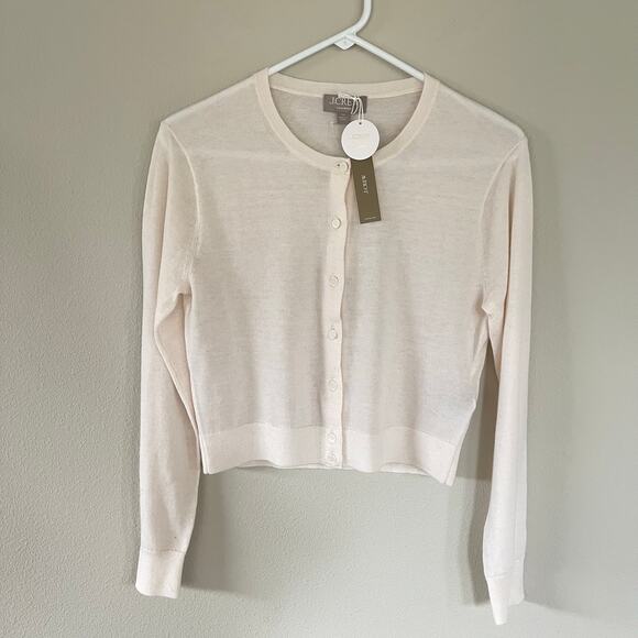 NWT J. Crew Featherweight Cashmere Cardigan Cream (XS) - Picture 2 of 8